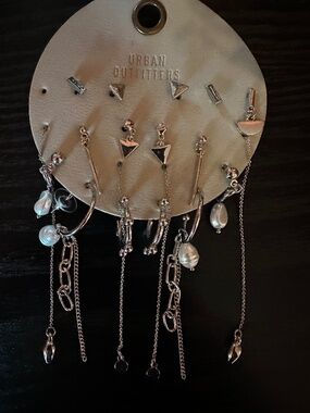 urban outfitters silver mismatched earrings set